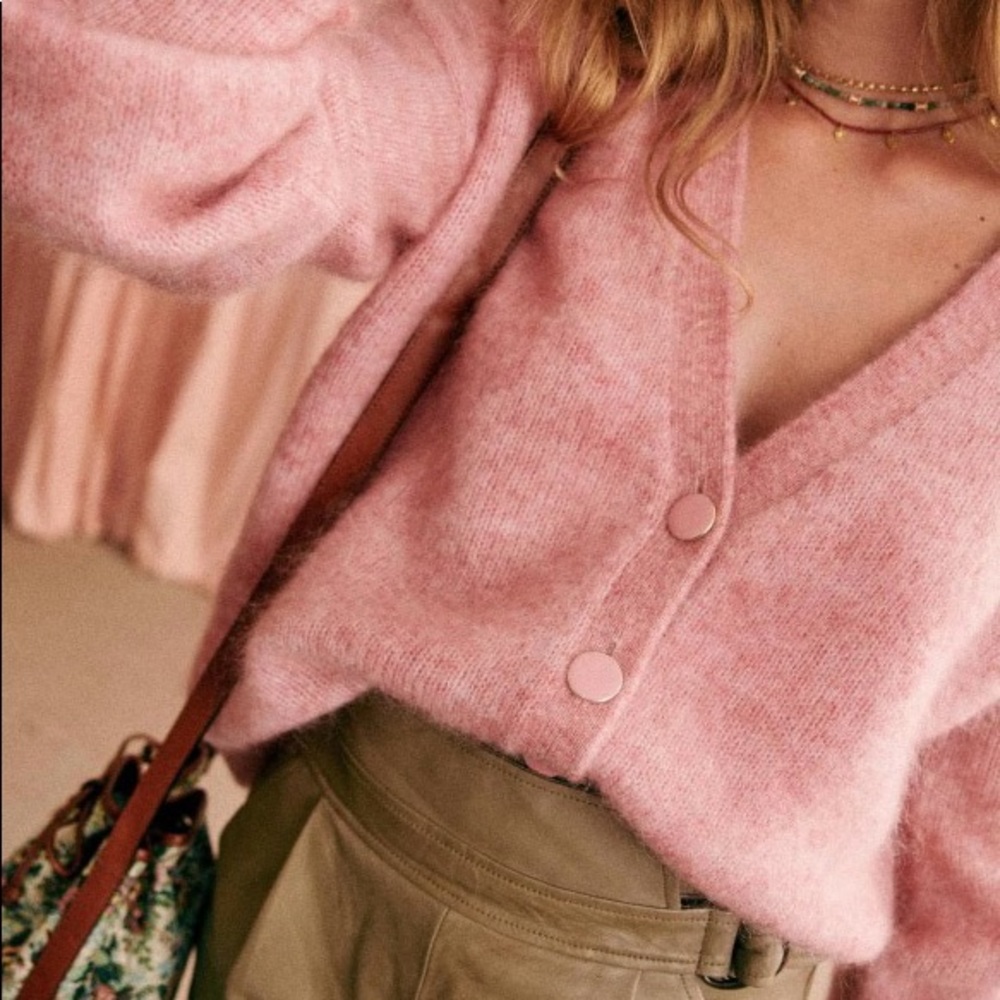 SEZANE MIA JUMPER - brand new, monhair, blush pink with balloon sleeve